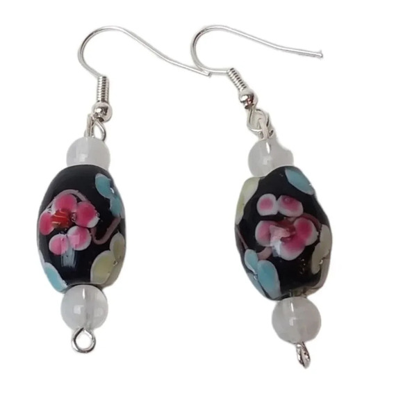 Glass Venetian Floral Earring - Picture 2 of 2